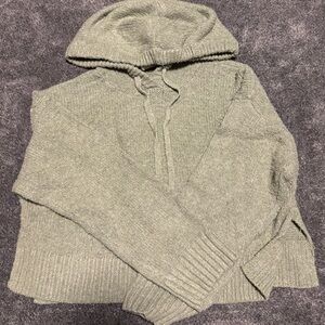 NWOT Hippie Rose Olive Knit Hooded Cropped Sweater
